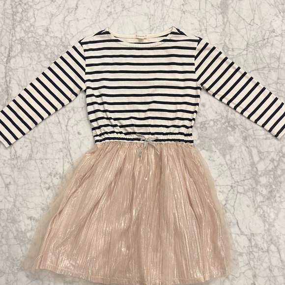 J.Crew Crewcuts Girl's Sweatshirt Stripe and Tulle Shimmer Dress Size 12 - Picture 1 of 6